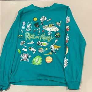 Rick and Morty Teal Long Sleeve Shirt